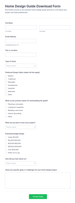 Home Design Guide Download Form Template