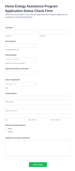 Home Energy Assistance Program Application Status Check Form Template