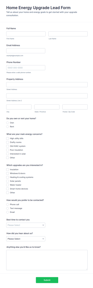 Home Energy Upgrade Lead Form Template