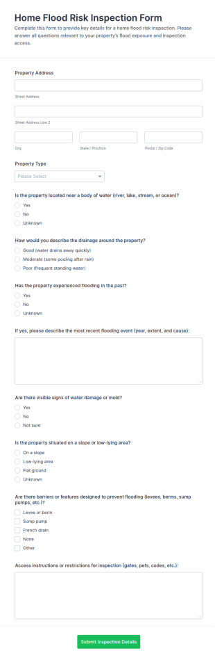 Home Flood Risk Inspection Form Template