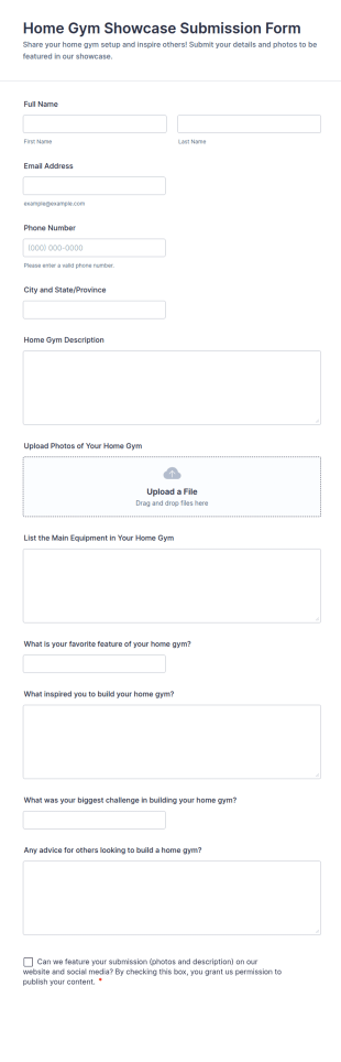 Home Gym Showcase Submission Form Template