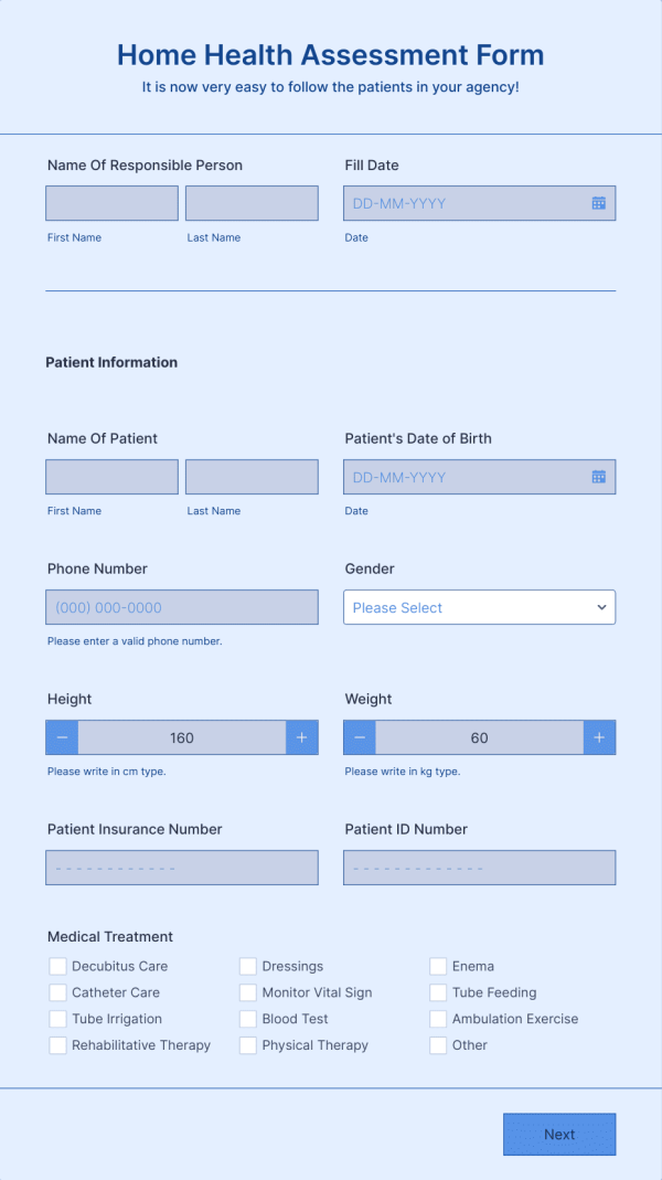 Home Health Assessment Form