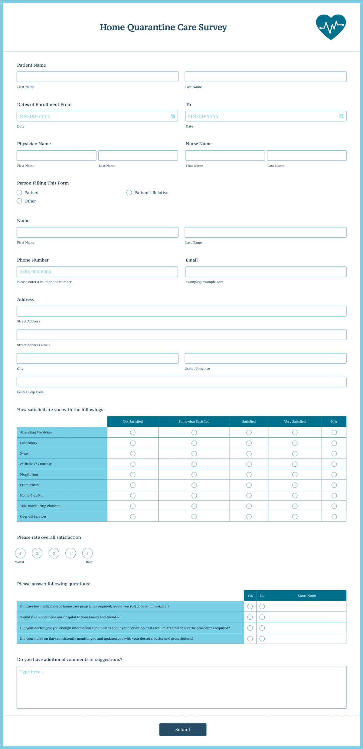 home health care checklist form template | jotform