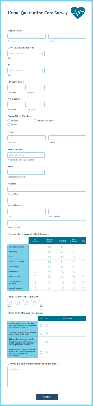 Home Health Care Checklist Form Template