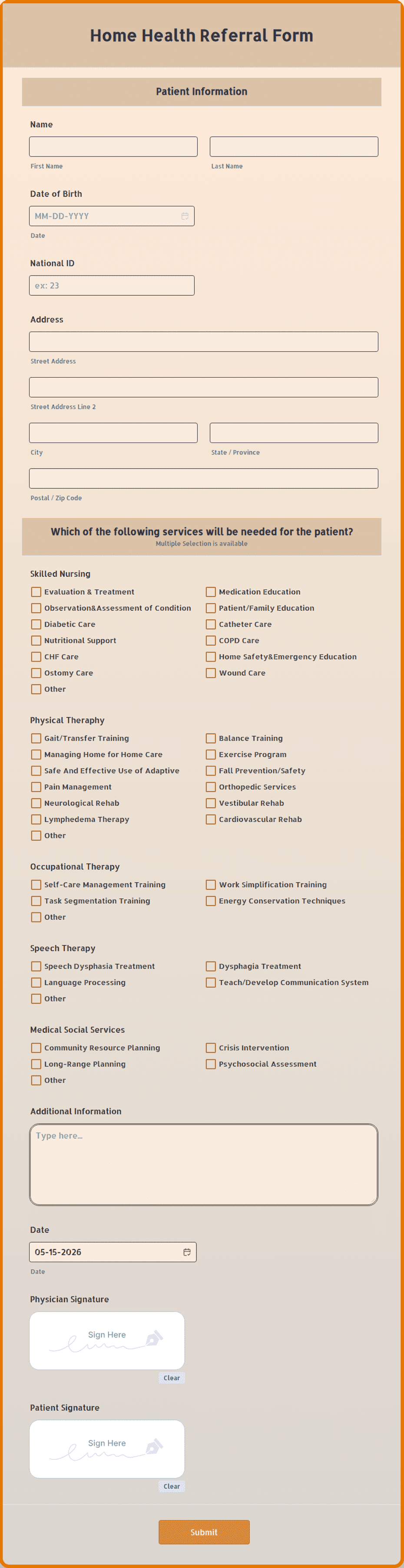 Home Health Referral Form Template Jotform