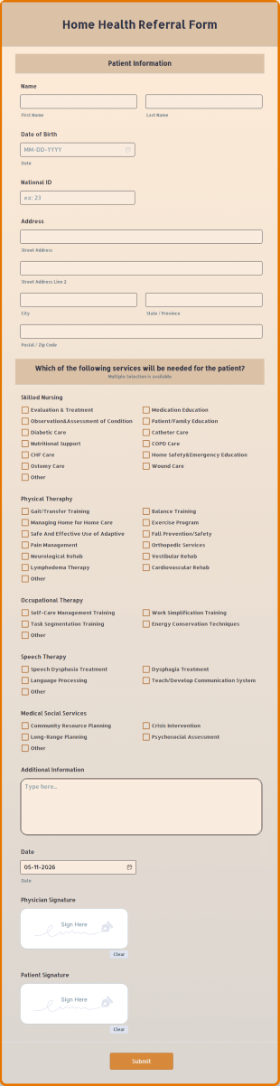 Home Health Referral Form Template