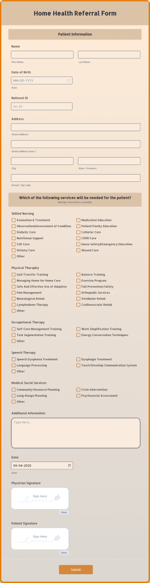 Home Health Referral Form Template