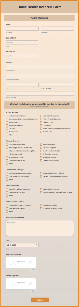 Home Health Referral Form Template