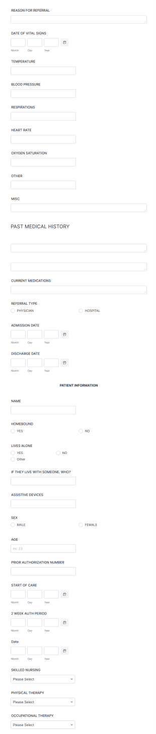 Home Health Intake Form Template