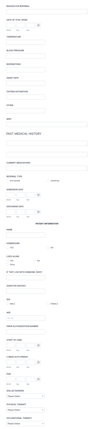 Home Health Intake Form Template