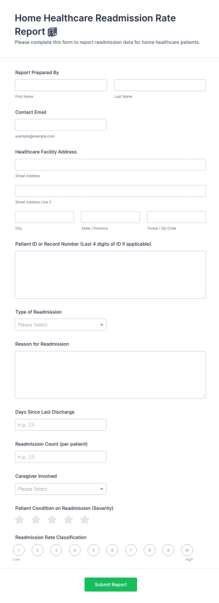 Home Healthcare Readmission Rate Report 🏥 Form Template
