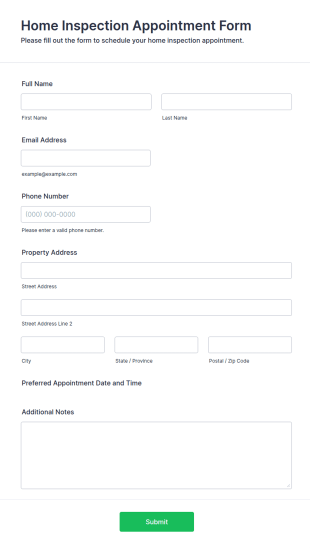 Home Inspection Appointment Form Template