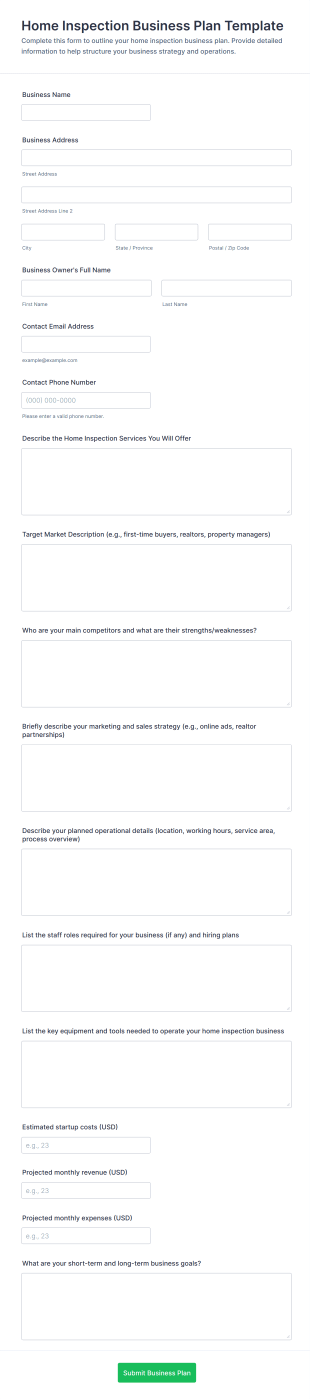 Home Inspection Business Plan Template