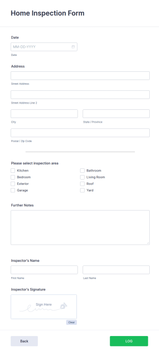 Home Inspection Form Template