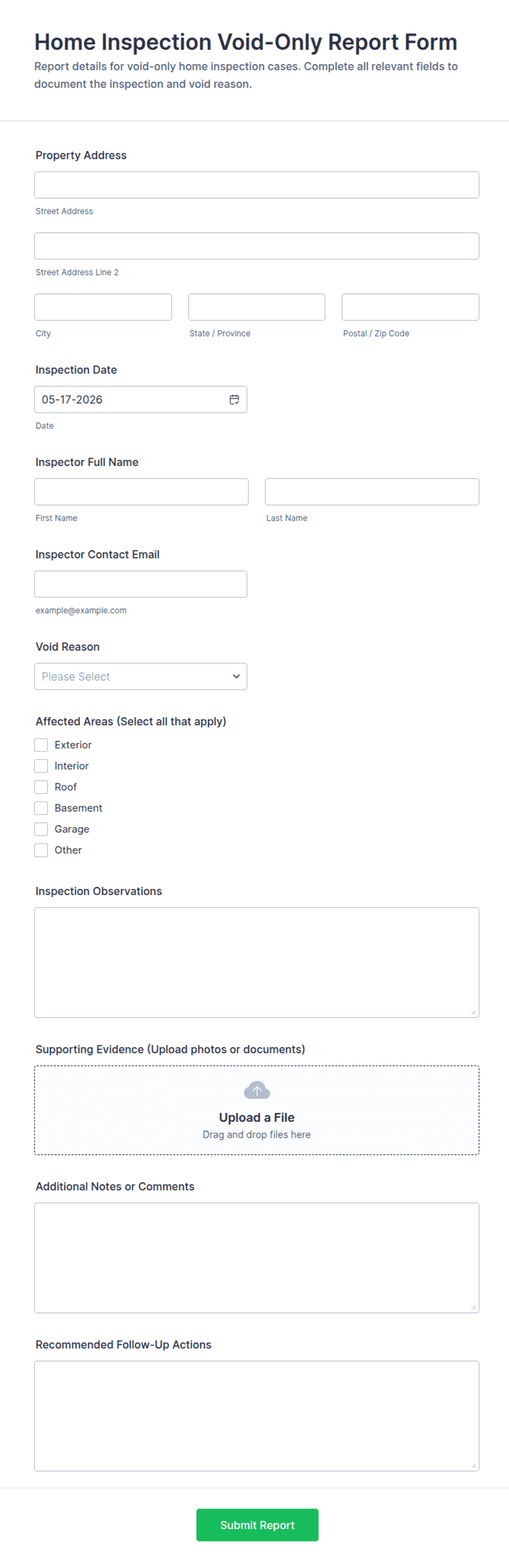 Home Inspection Void-Only Report Form Template | Jotform