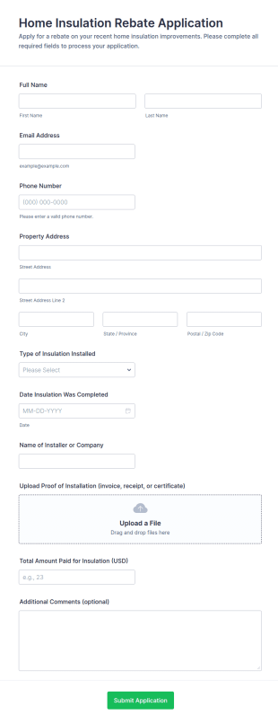 Home Insulation Rebate Application Form Template