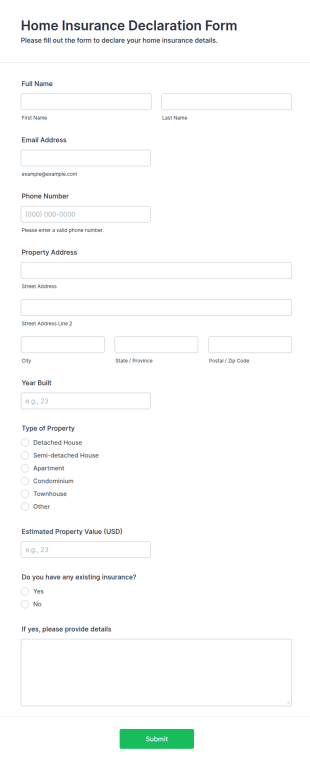 Home Insurance Declaration Form Template