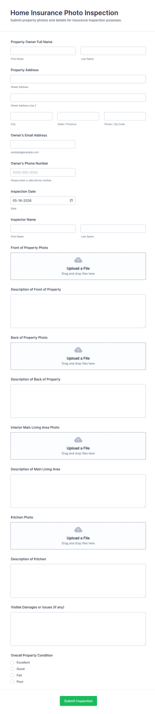 Home Insurance Photo Inspection Form Template