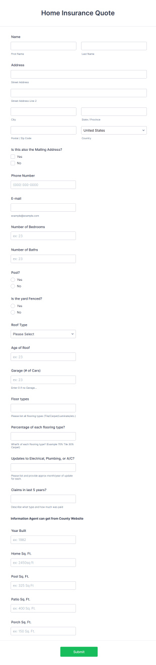 Home Insurance Quote Form Template