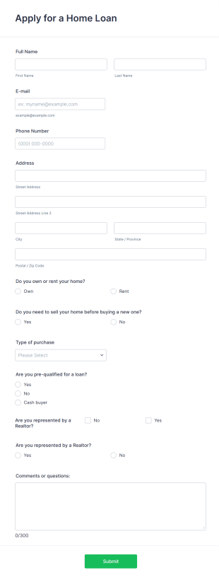 Home Loan Application Form Template