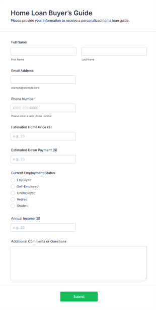 Home Loan Buyer’s Guide Form Template