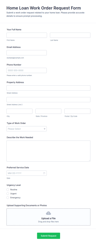 Home Loan Work Order Request Form Template
