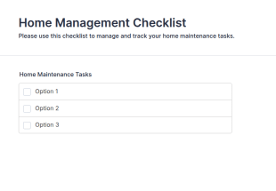 Home Management Checklist Form Template