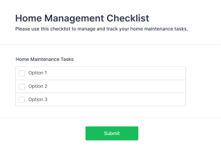 Home Management Checklist Form Template