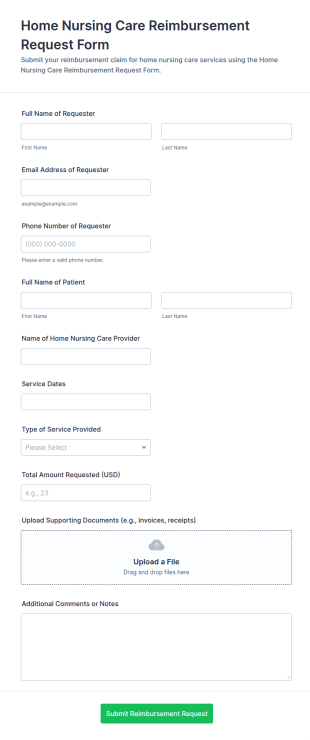 Home Nursing Care Reimbursement Request Form Template