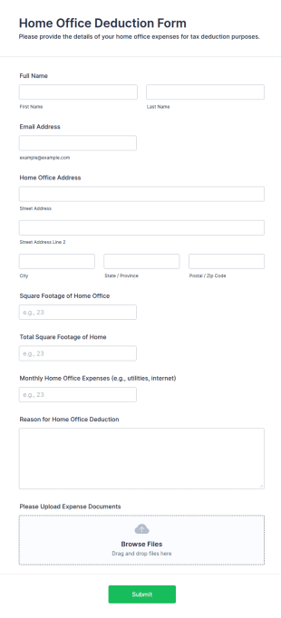 Home Office Deduction Form Template
