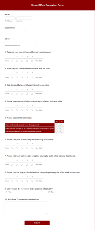 Home Office Evaluation Form Template