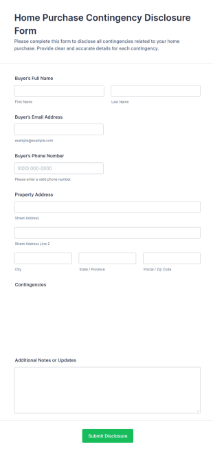 Home Purchase Contingency Disclosure Form Template