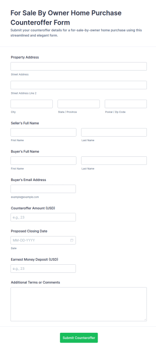 Home Purchase Counteroffer Form Template