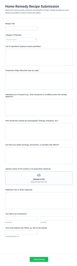 Home Remedy Recipe Submission Form Template