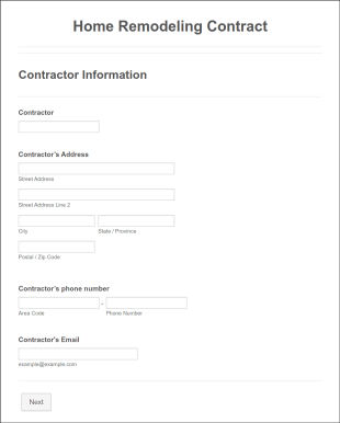 Home Remodeling Contract Form Template