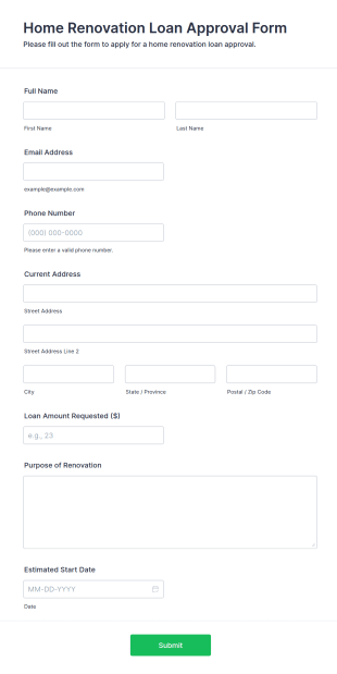 Home Renovation Loan Approval Form Template