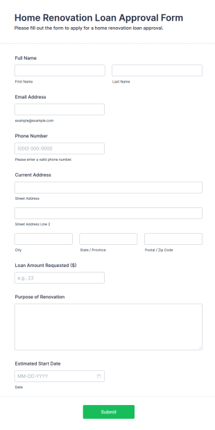 Home Renovation Loan Approval Form Template