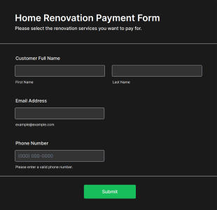 Home Renovation Payment Form Template