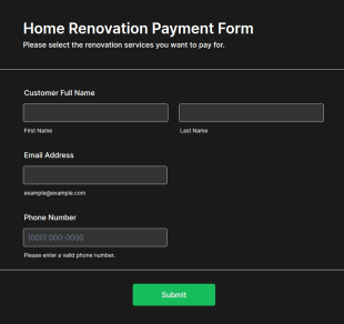 Home Renovation Payment Form Template