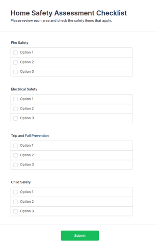 Home Safety Assessment Checklist Form Template