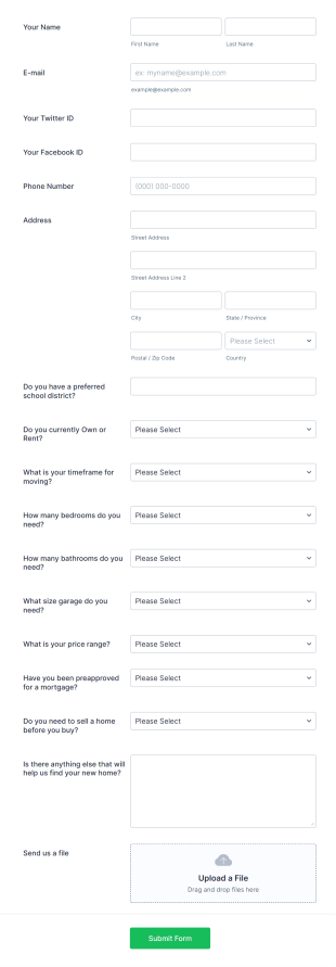 Buyer Information Form Home Buyers Form Template