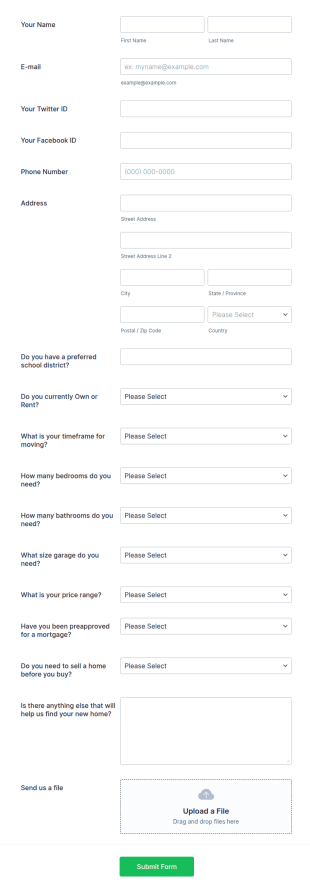 Buyer Information Form Home Buyers