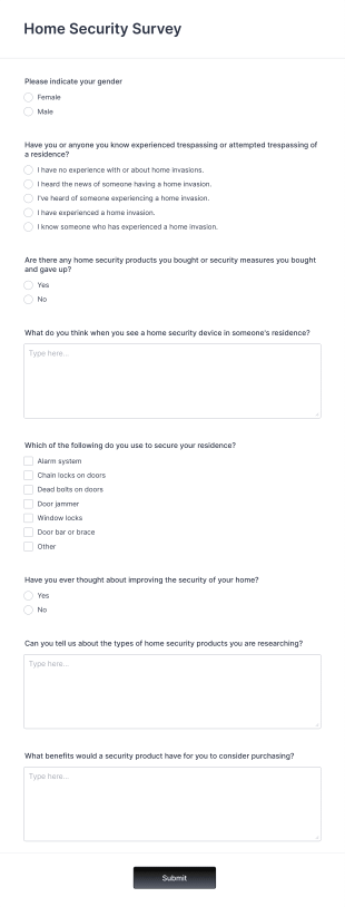 Home Security Survey Form Template