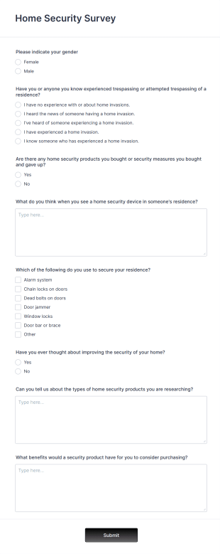 Home Security Survey Form Template