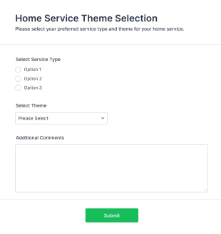 Home Service Theme Selection Form Template