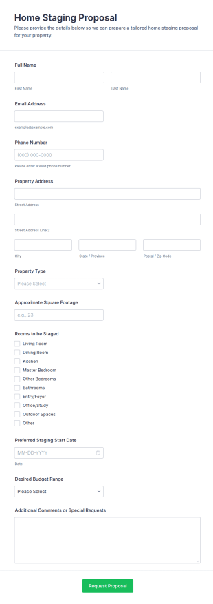 Home Staging Proposal Form Template