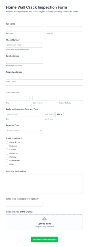 Home Wall Crack Inspection Request Form Template