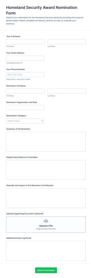Homeland Security Award Nomination Form Template