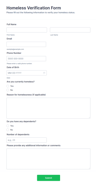 Homeless Verification Form Template