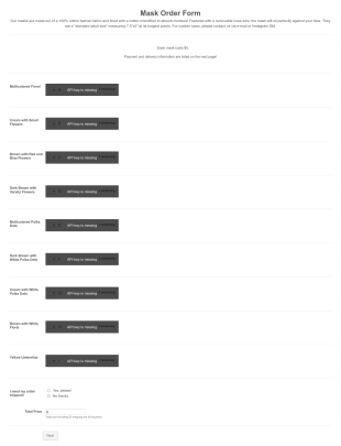 Homemade Mask Order Form Template